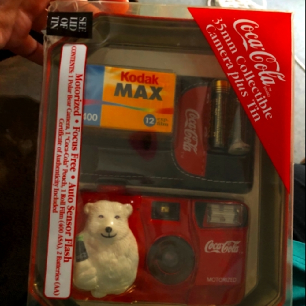 Coca-Cola 35mm collectible camera plus tin